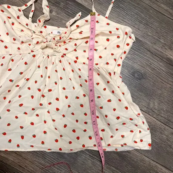 Madewell Strawberry Tie Front Cami Keyhole Top  Cotton Summer Sz 2 Cottagecore - Picture 9 of 12